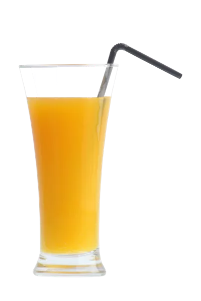 عکس دوربری عصاره پرتقال تازه در یک لیوان شفاف و لذت بخش