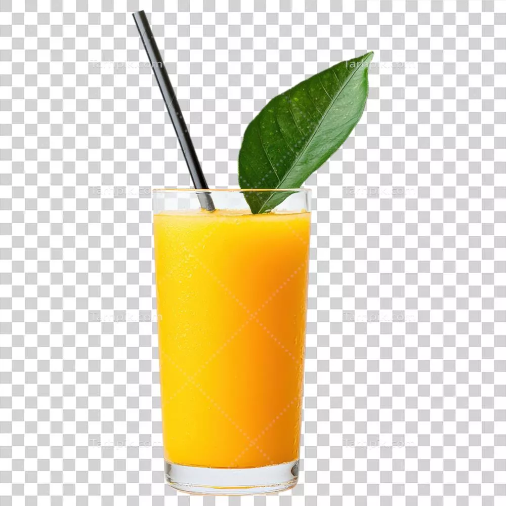 عکس دوربری آب‌پرتقال تازه و خوش‌رنگ در پس‌زمینه‌ی شفاف و به‌صورت ایزوله شده