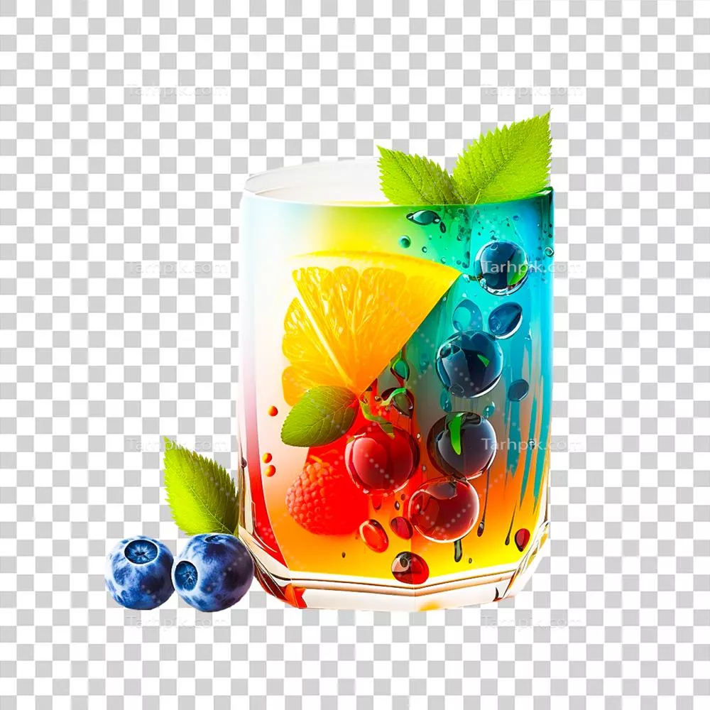 عکس دوربری شیشه آبمیوه تازه با طراحی تولیدی هوش مصنوعی