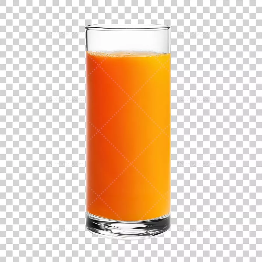 عکس دوربری آبمیوه چند ویتامینه طبیعی سالم و مغذی در لیوان بلند با پس‌زمینه شفاف