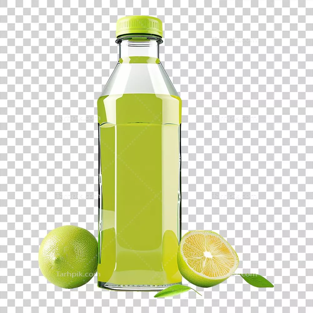 عکس دوربری تصویر بطری آبمیوه تولید شده توسط هوش مصنوعی بر روی پس‌زمینه شفاف