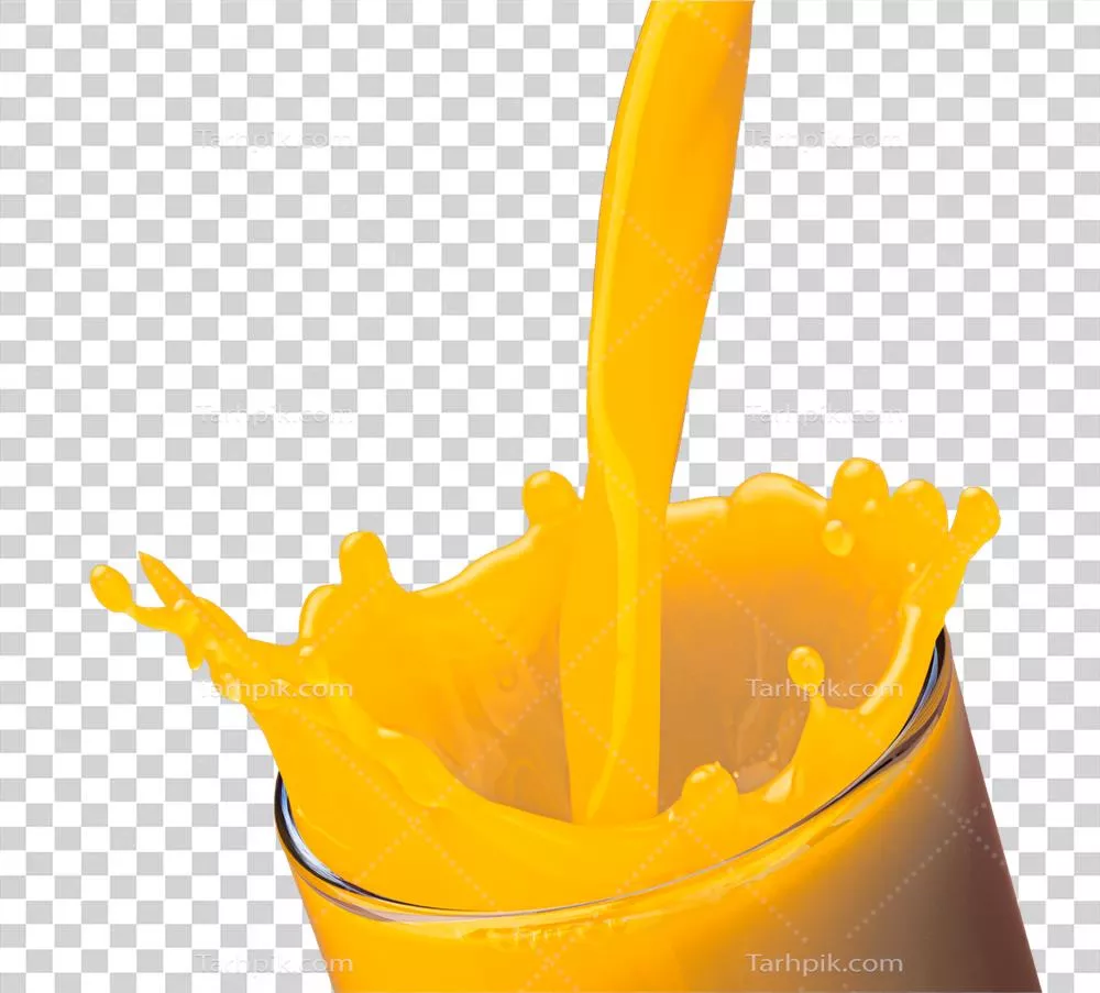 عکس دوربری طلوع طعم لذیذ با ریختن آب پرتقال تازه و خوشمزه