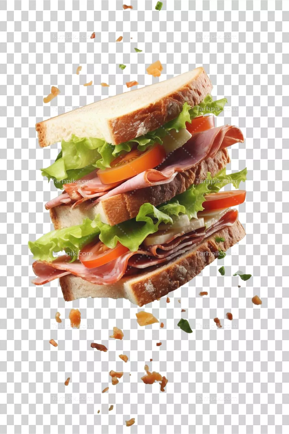 عکس دوربری تبلیغ غذا با ساندویچ شناور: تجربه ای نوآورانه در تبلیغات غذایی