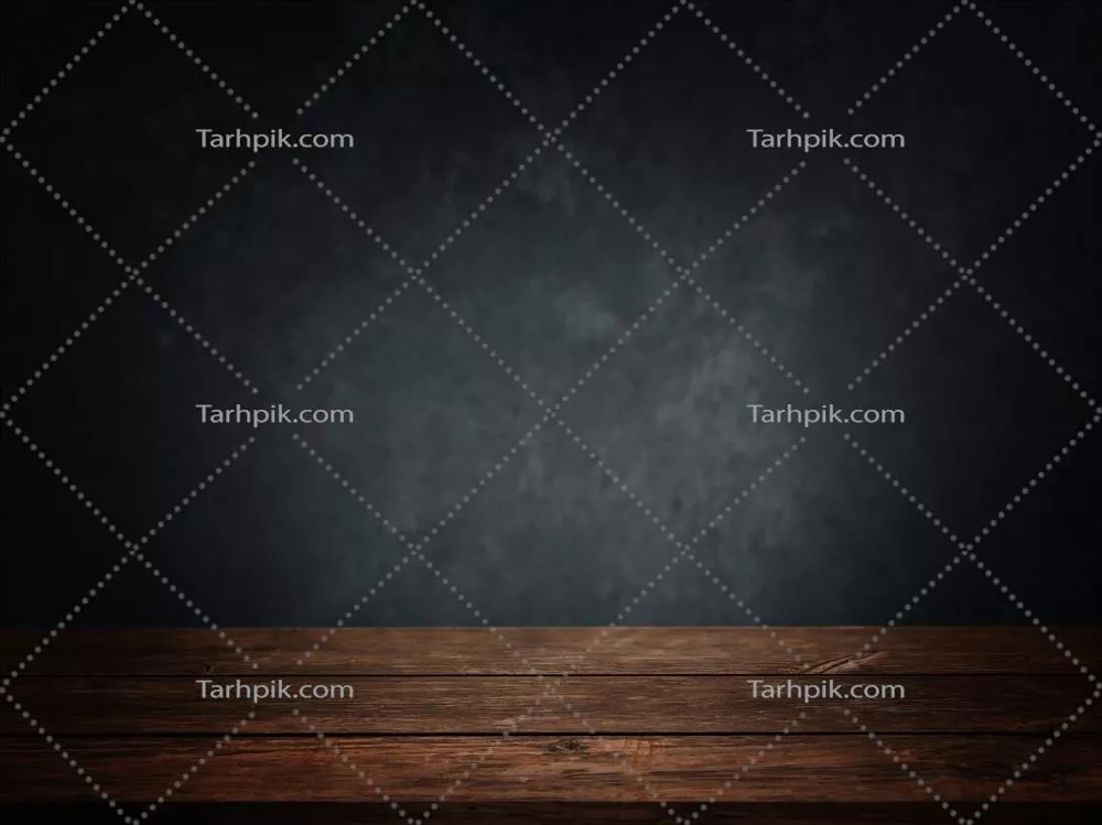 عکس اتاق خالی با کف چوبی و دیوارهای آبی تیره