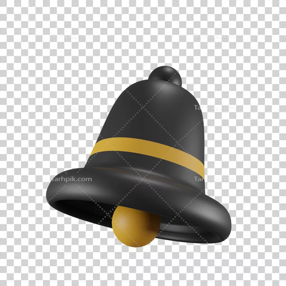 عکس دوربری زنگ اطلاع‌رسانی سه‌بعدی سیاه و زرد برای پیام‌های پشتیبانی