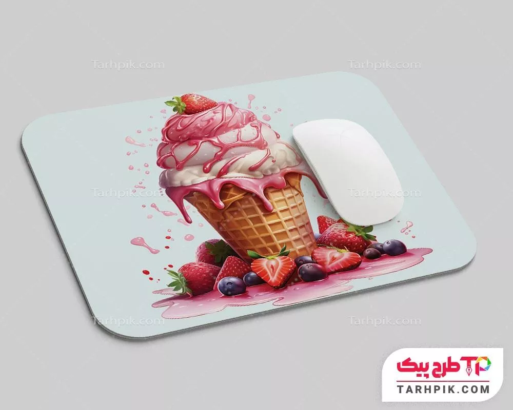 طرح خام موس پد آبمیوه و بستنی فروشی با قابلیت ویرایش المان ها