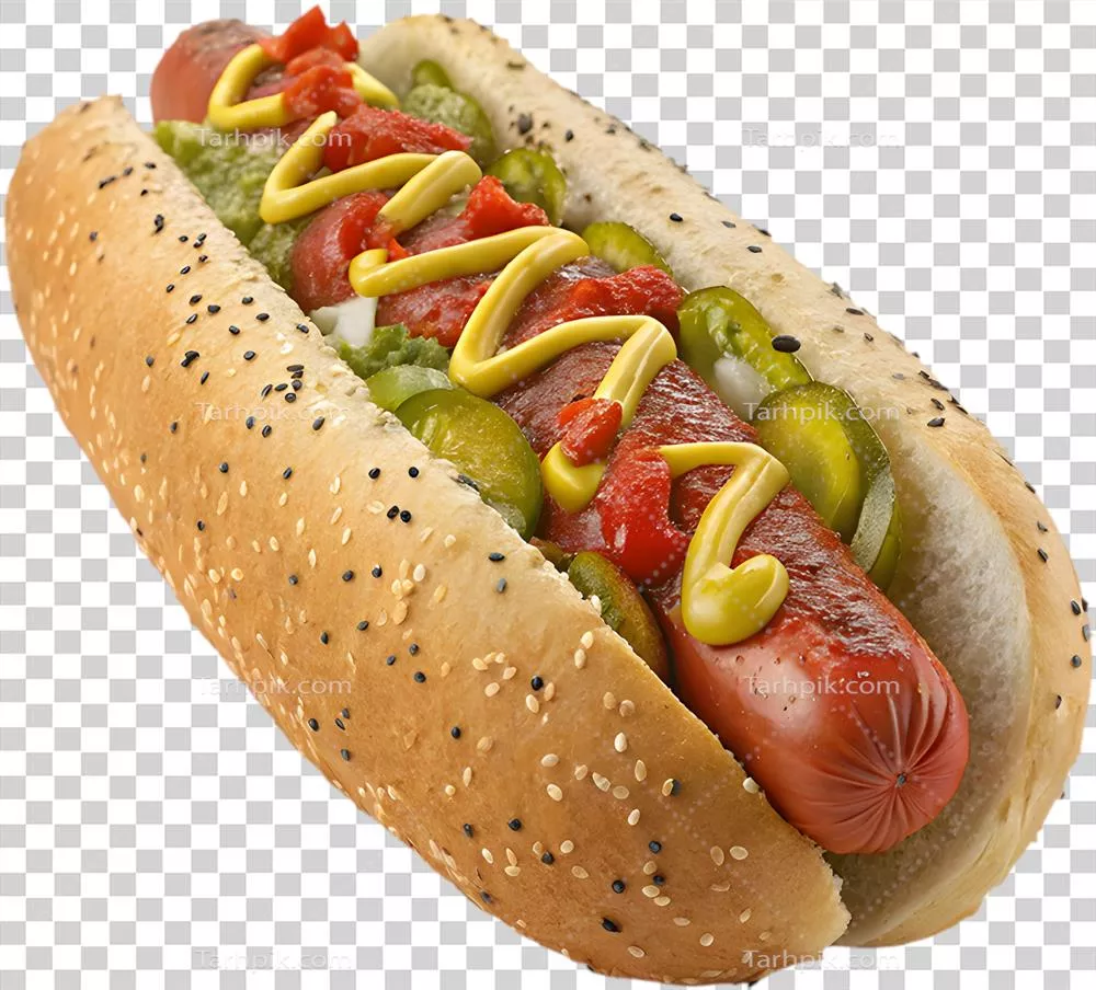 عکس دوربری تصویر کلیپ آرت هات داگ کلاسیک برای تبلیغات فست فود