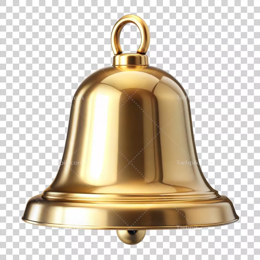 عکس دوربری زنگ طلایی بر روی پس‌زمینه شفاف - تصویری زیبا و جذاب