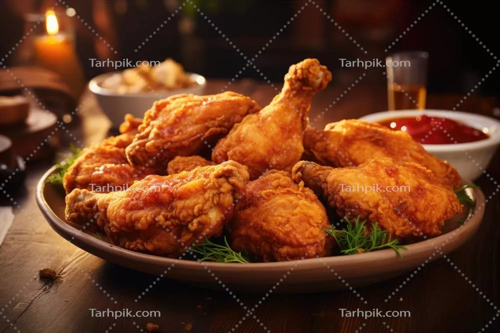 عکس غذای خوشمزه مرغ با جزئیات نزدیک و طراحی هوش مصنوعی