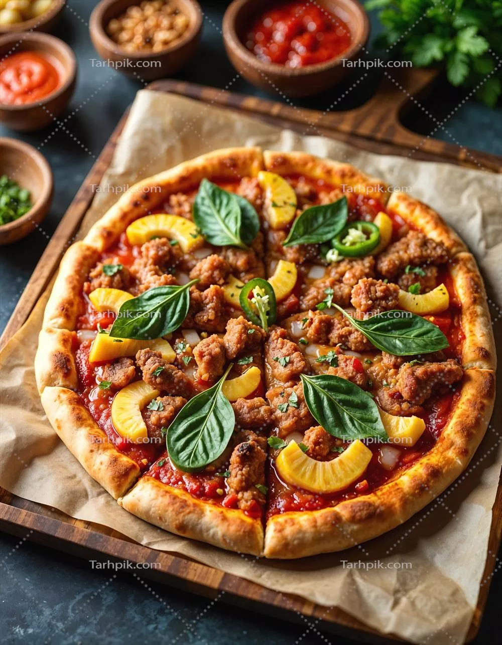 عکس طرز تهیه پیتزای وگان خوشمزه برای اشتراک گذاری در شبکه‌های اجتماعی