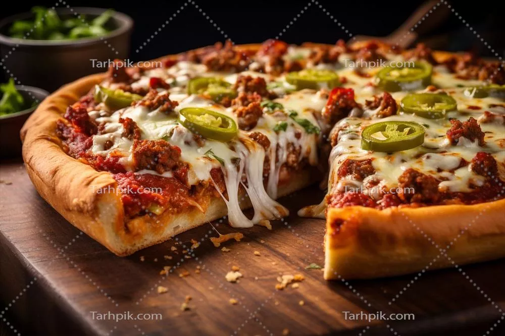 عکس پیتزای خوشمزه در فضایی دلپذیر داخل منزل