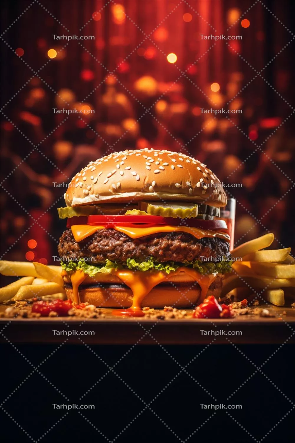 عکس غذای همبرگر واقعی با تمام جزئیات و طعم‌های لذیذ