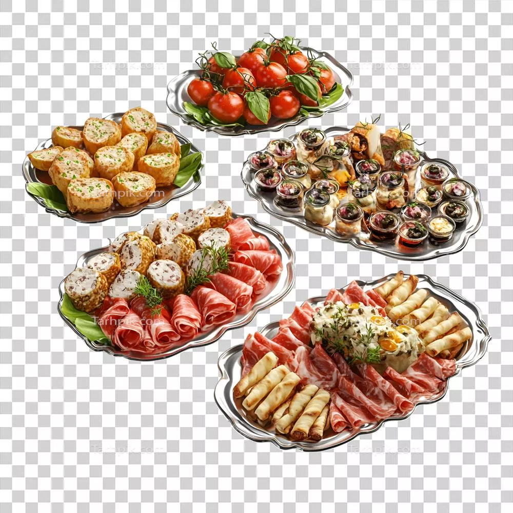 عکس دوربری سینی خوشمزه غذا با پس‌زمینه شفاف و جذاب برای نمایش