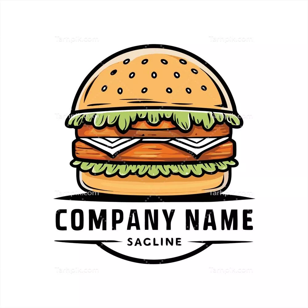 وکتور الگوی طراحی لوگوی همبرگر با تصویرسازی زیبا و جذاب