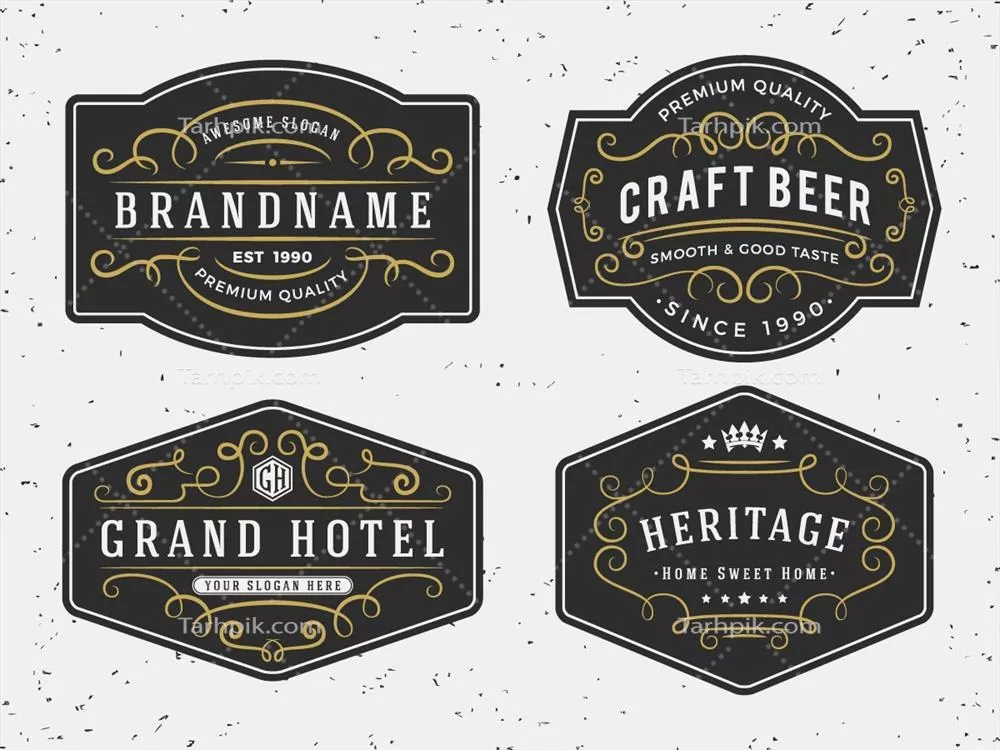 وکتور طراحی فریم خوشنویسی پرسش‌های زیبا برای آرم و بنر برچسب‌های شخصی