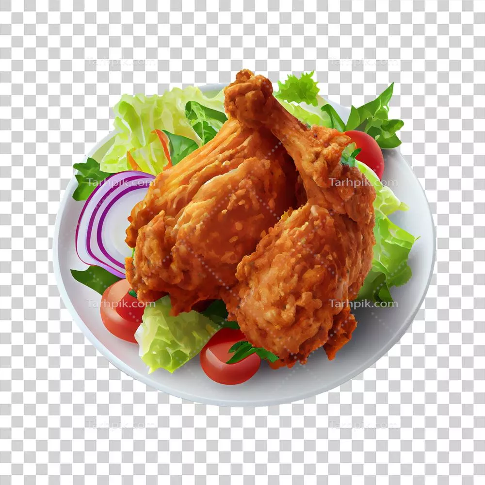 عکس دوربری مرغ سرخ شده جنوبی با پس زمینه شفاف: عطر و طعم بی‌نظیر مرغ سرخ کرده