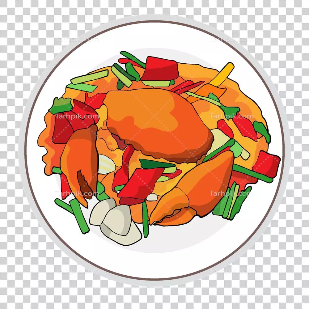 عکس دوربری خرچنگ سرخ شده با ادویه کاری و سس صدف و فلفل دلمه‌ای