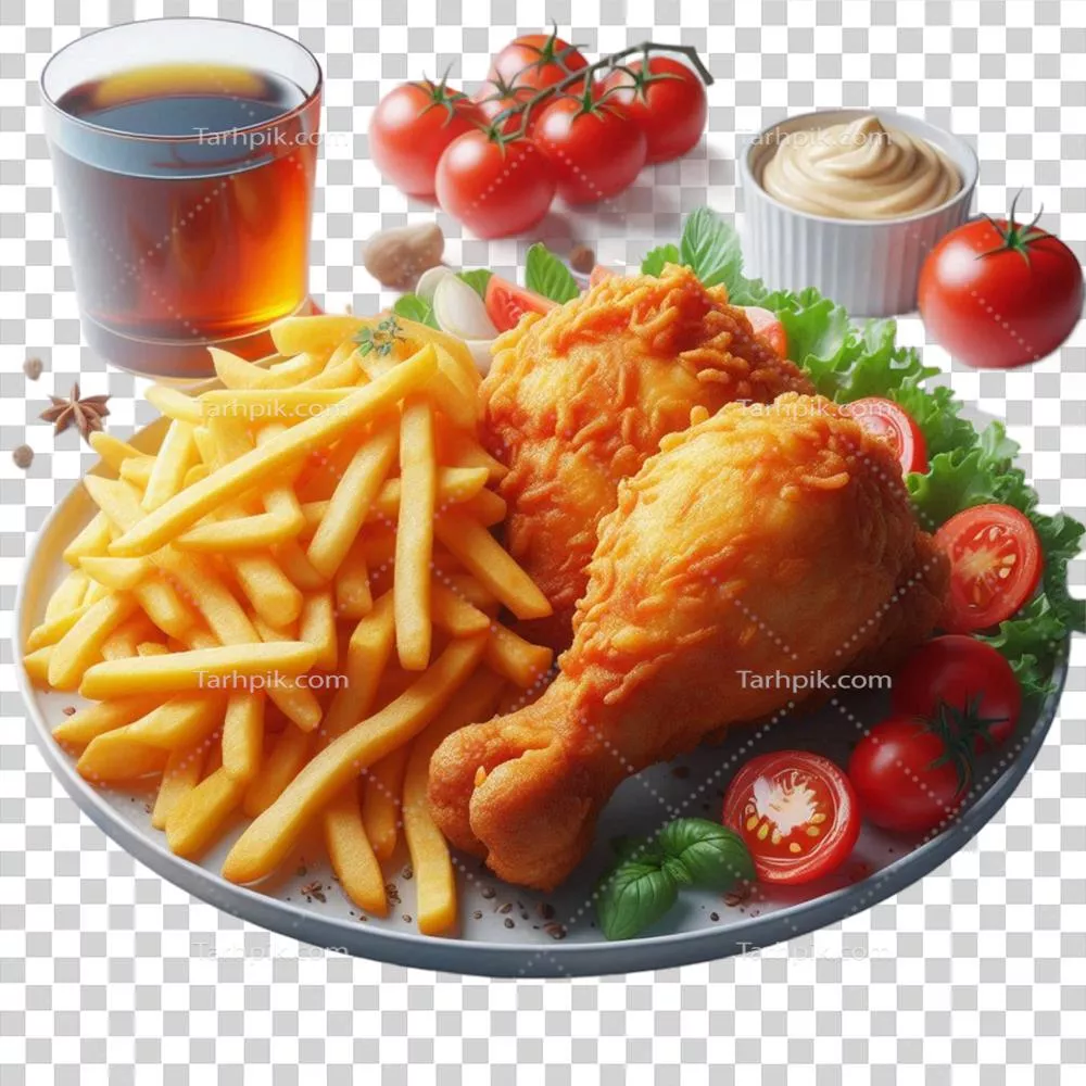 عکس دوربری مرغ سرخ شده با پس زمینه شفاف و جذاب برای استفاده در طراحی