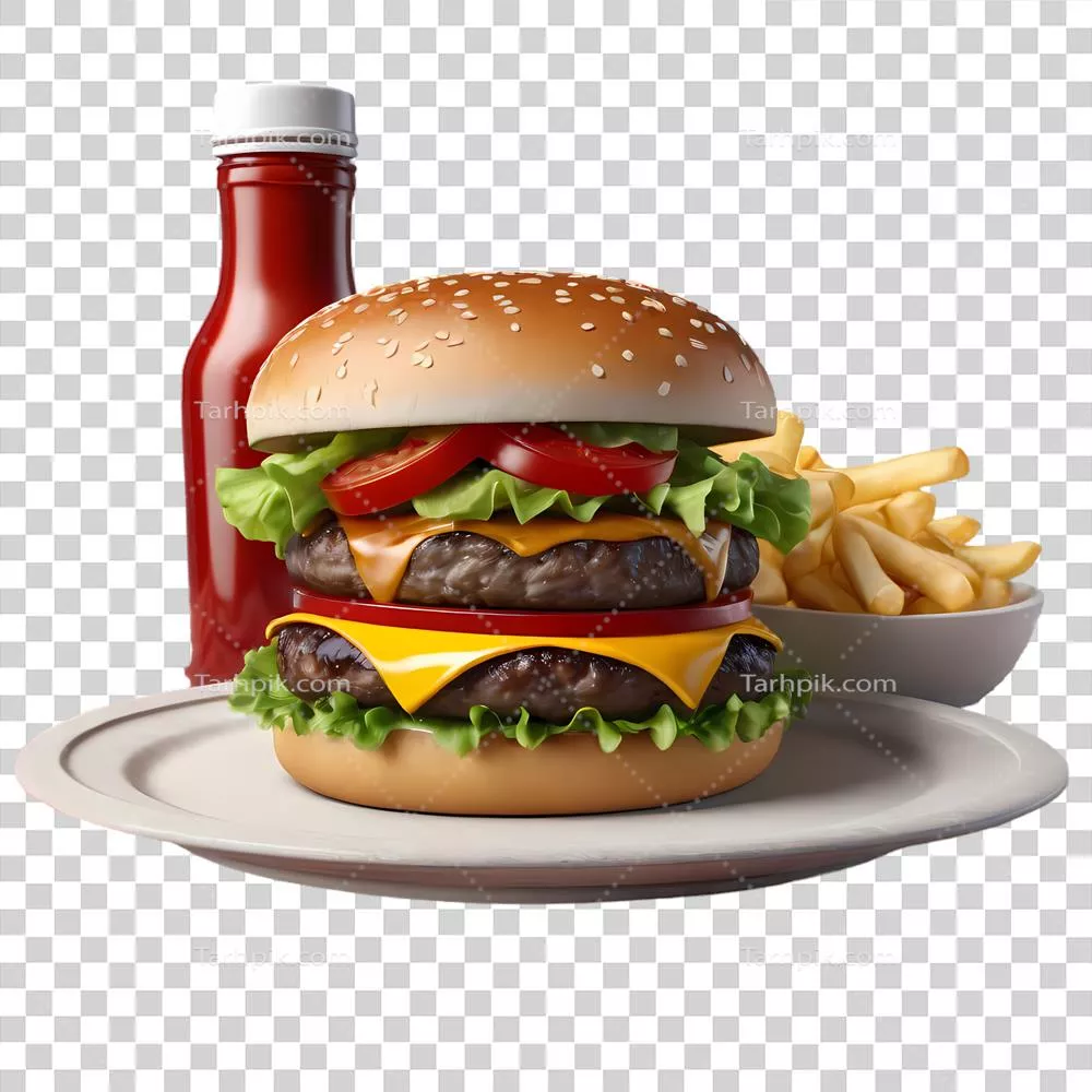 عکس دوربری برگر جدا شده بر روی پس زمینه شفاف و غیرقابل مشاهده