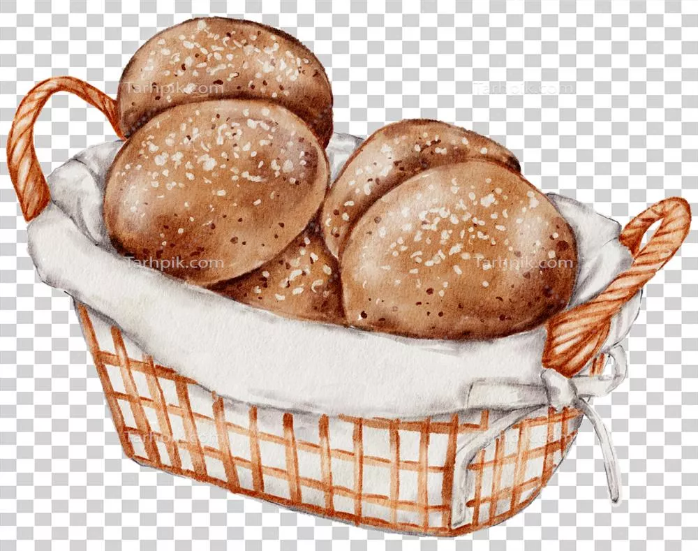 عکس دوربری نقاشی آبرنگ نانوایی: نان‌ها و پای‌های دست‌ساز در هنر آشپزی