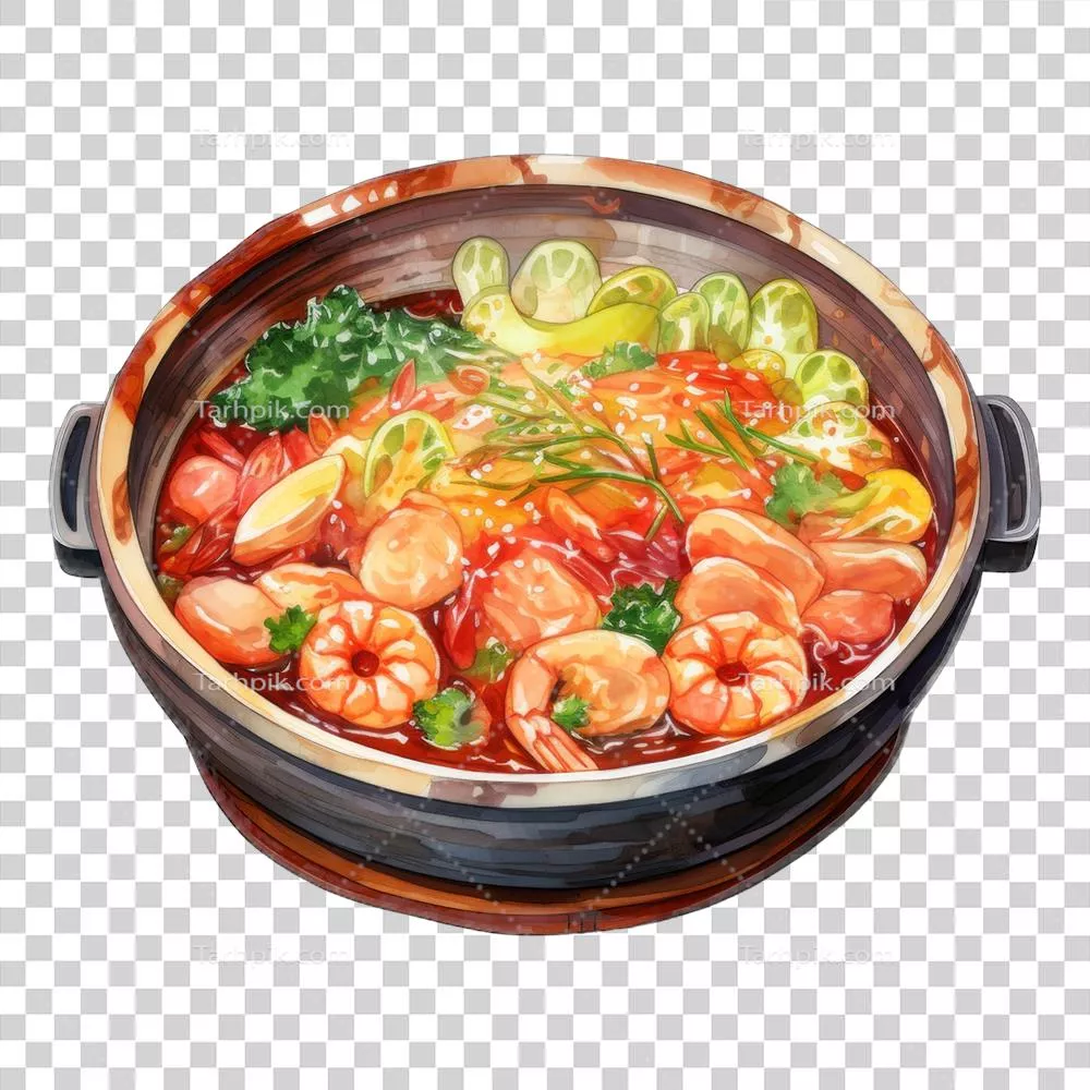 عکس دوربری تصویرسازی از خوراکی‌های خوشمزه کره‌ای: سوپ‌های معطر و خوش رنگ