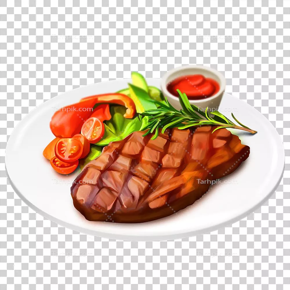 عکس دوربری نقاشی دیجیتال استیک گوشت گاو تولید شده با هوش مصنوعی در سبک رنگ روغن