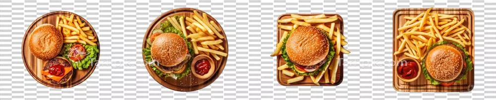 عکس دوربری برگر گوشتی تولید شده با هوش مصنوعی بر روی تخته ای زیبا و جذاب