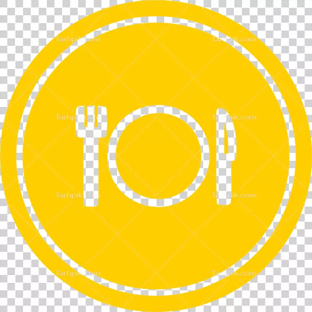 عکس دوربری نماد دایره‌ای چنگال، چاقو و بشقاب برای طراحی‌های آشپزی