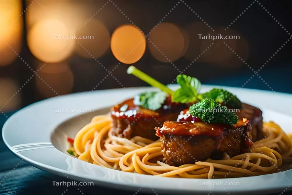 عکس پاستای خوشمزه با گوشت و سس، تولید شده با هوش مصنوعی