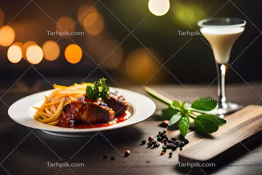 عکس یک بشقاب اسپگتی و کوفته گوشت بر روی میز - تصویر تولید شده با هوش مصنوعی