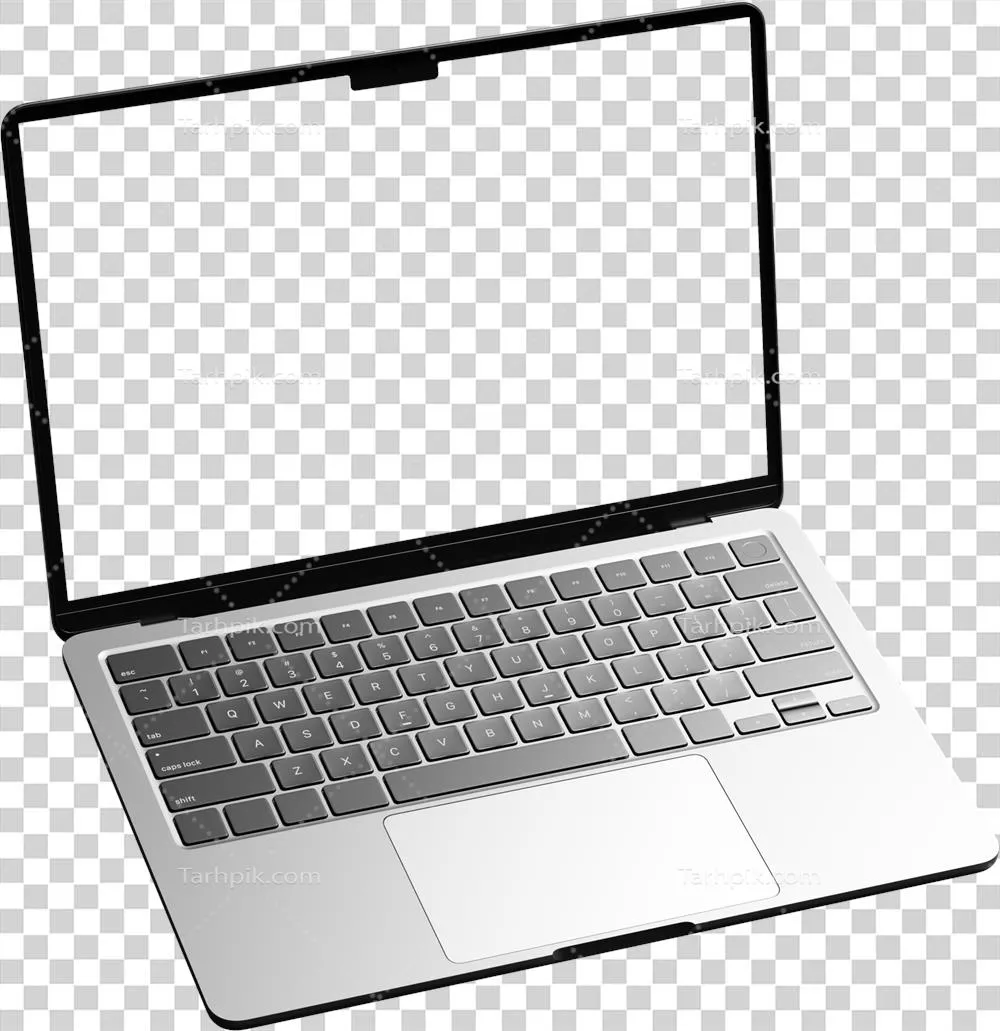 عکس دوربری لپتاپ جدا شده با صفحهنمایش خالی و بدون کاربری مشخص