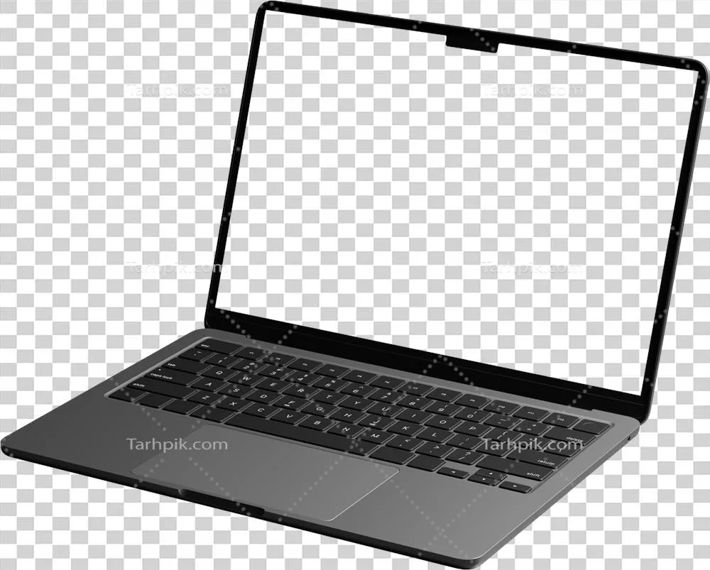 عکس دوربری لپتاپ جداشده با صفحهنمایش خالی و بینظیر
