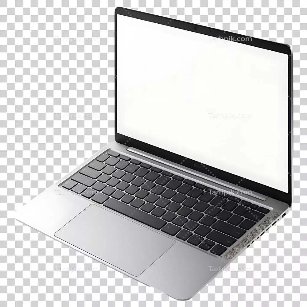 عکس دوربری رزولوشن بالا از لپ‌تاپ با صفحه‌نمایش خالی برای نمایش اپلیکیشن و وب‌سایت
