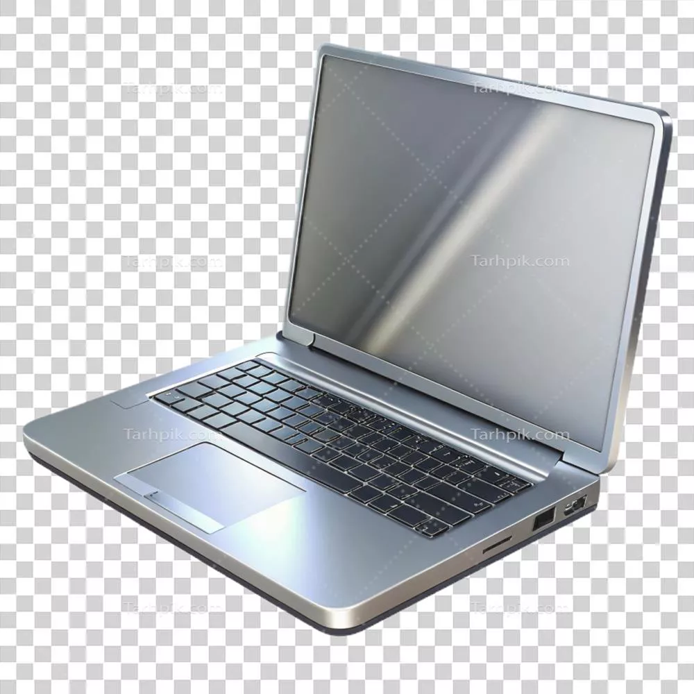 عکس دوربری لپتاپ نقرهای مجلل و رویایی با طراحی باریک و بدون پسزمینه