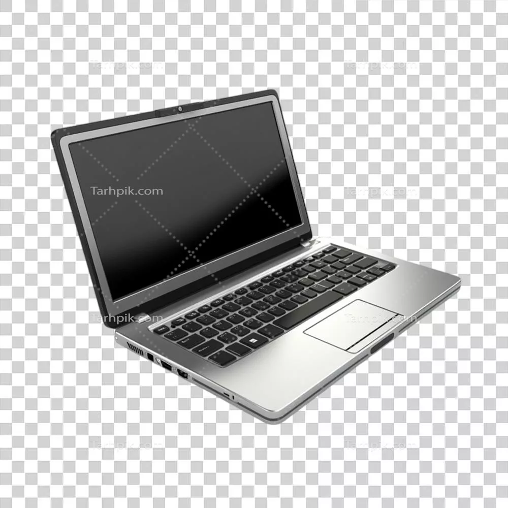 عکس دوربری لپ‌تاپ با صفحه نمایش سیاه و هوش مصنوعی تولید کننده محتوا