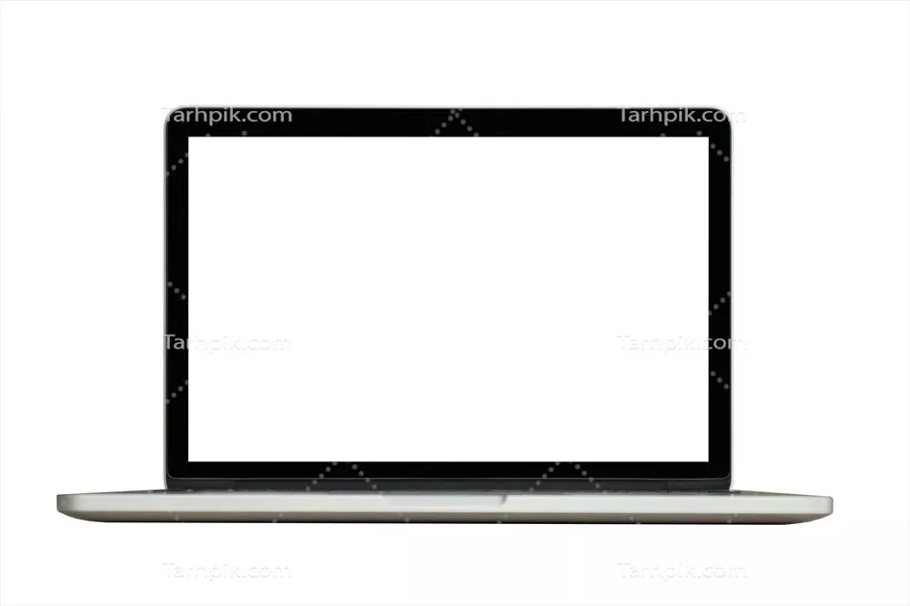 عکس لپتاپ کامپیوتر با صفحهنمایش خالی، ایزوله شده بر روی پسزمینه سفید