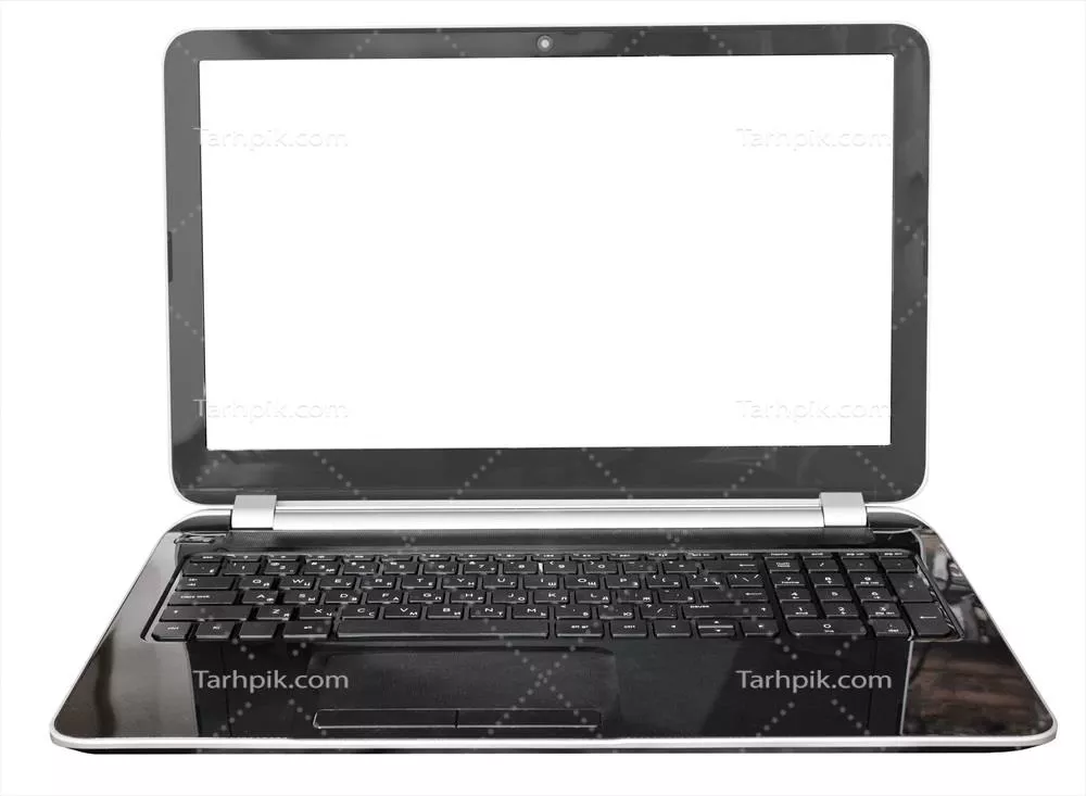 عکس نمای کلی لپ‌تاپ مشکی با صفحه نمایش بریده شده