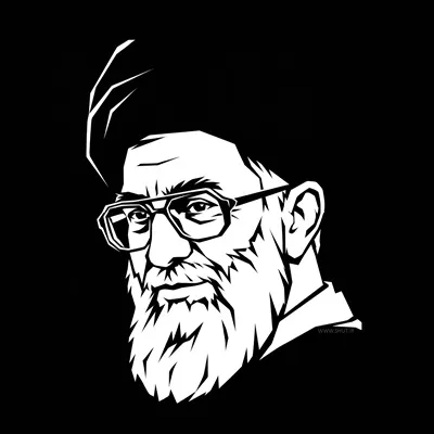 عکس نقاشی سیاه سفید سید علی خامنه ای رهبر شهید ایران