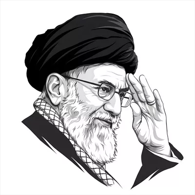 عکس نقاشی سید علی خامنه ای رهبر شهید جنگ رمضان