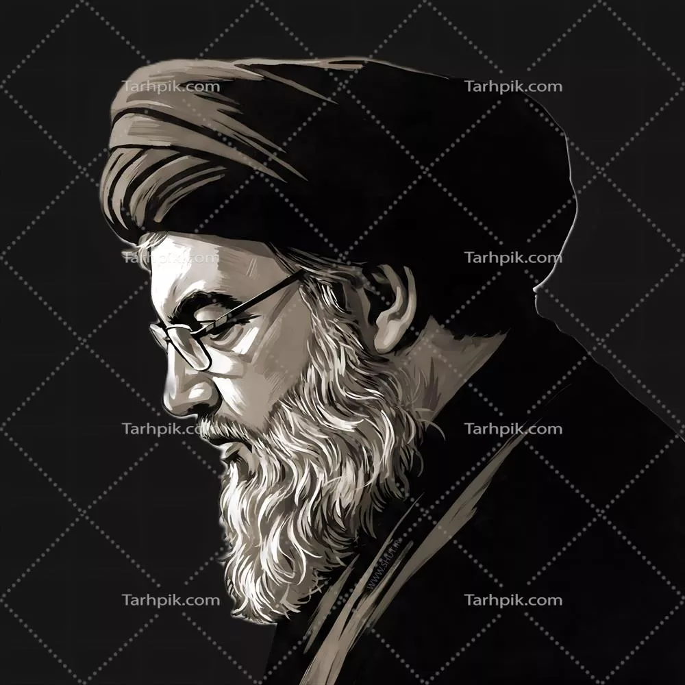 عکس نقاشی سید حسن نصرالله دبیرکل حزب الله لبنان