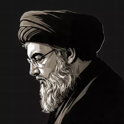 عکس نقاشی سید حسن نصرالله دبیرکل حزب الله لبنان 