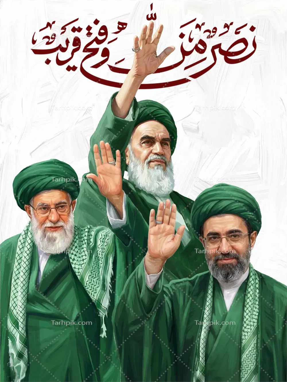 عکس با کیفیت رهبران انقلاب با آیه قرآن
