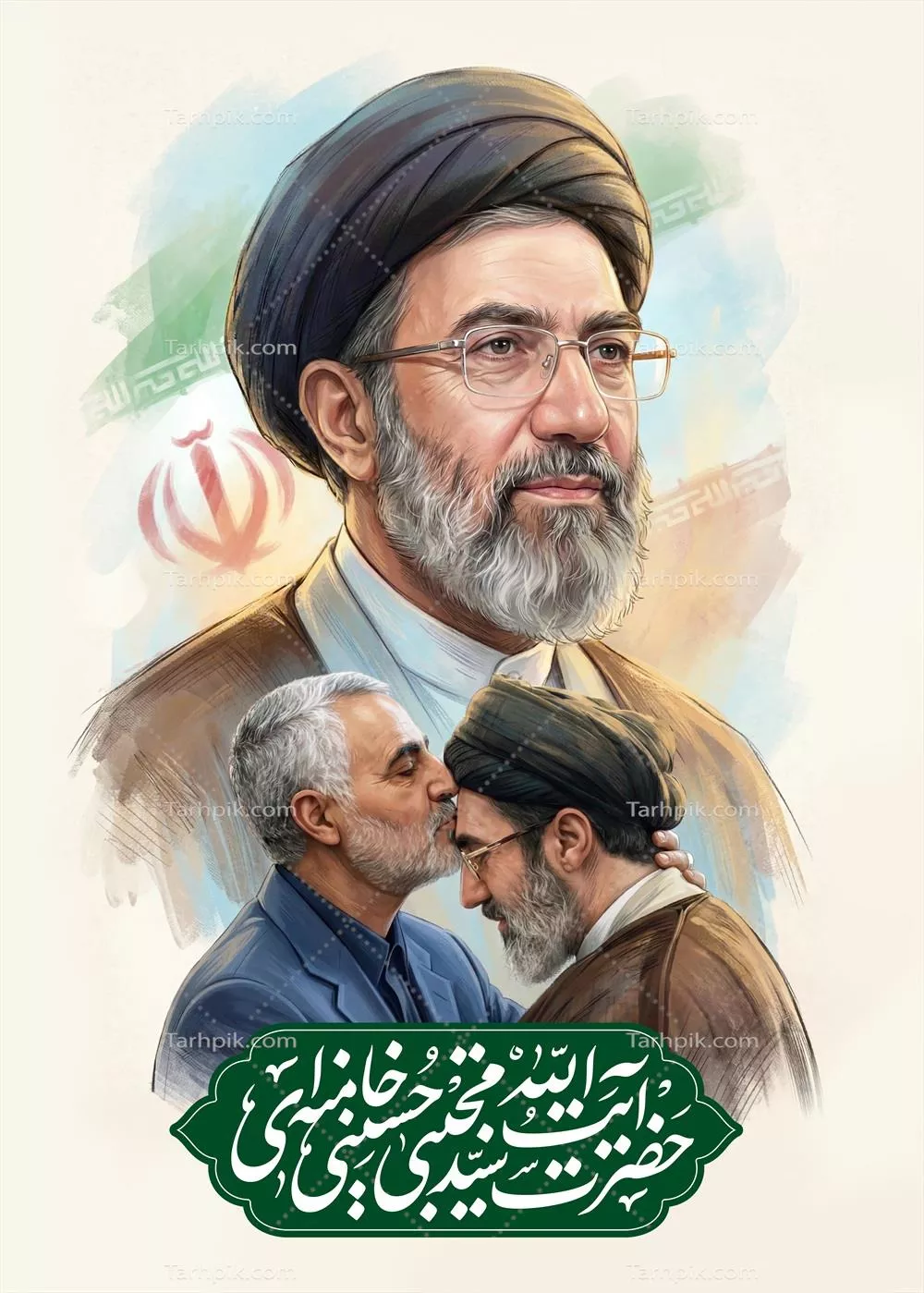 عکس با کیفیت سید مجتبی خامنه ای و حاج قاسم سلیمانی