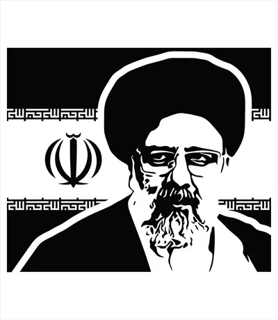 وکتور آیت الله رئیسی با پرچم ایران