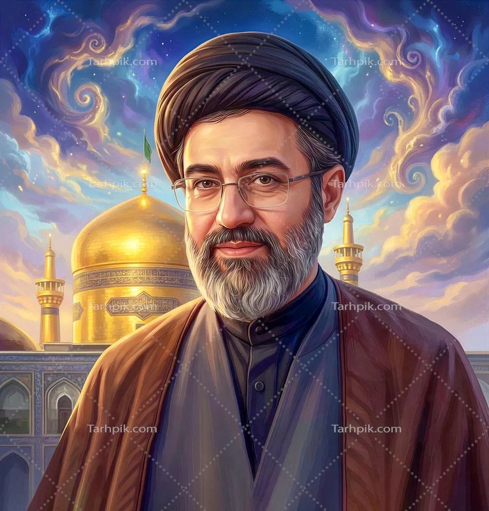 عکس آیت الله خامنه ای با حرم امام رضا