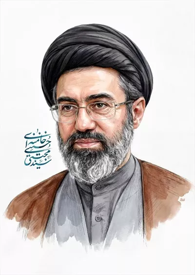 تصویر با کیفیت نقاشی سید مجتبی خامنه ای رهبر