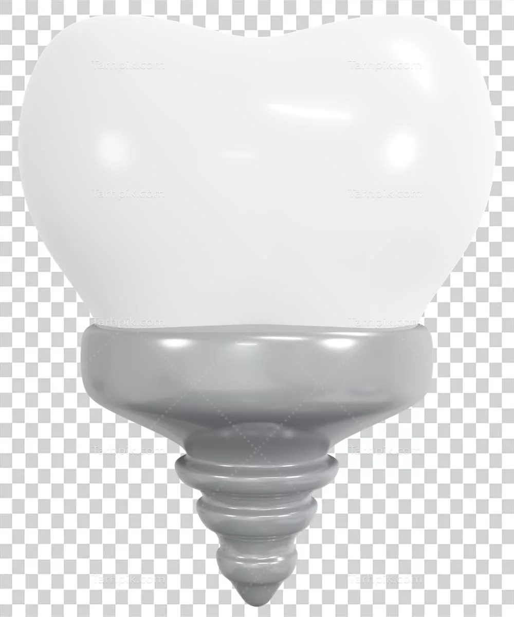 عکس دوربری تصویرسازی سه بعدی دندان با ایمپلنت به صورت کارتون و ابزار طراحی 3D