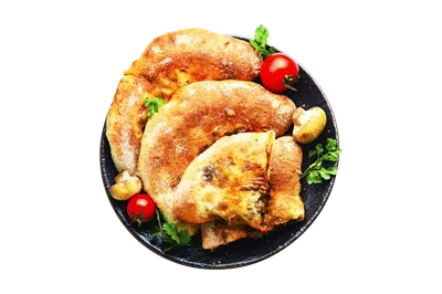 عکس دوربری کالزونه ایتالیایی معطر روی پسزمینه شفاف