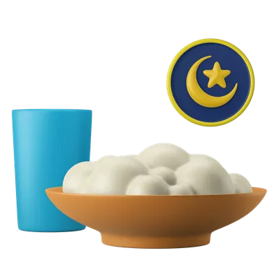 عکس دوربری آیکن سه بعدی نمایانگر وعده سحری برای روزه داری ماه رمضان