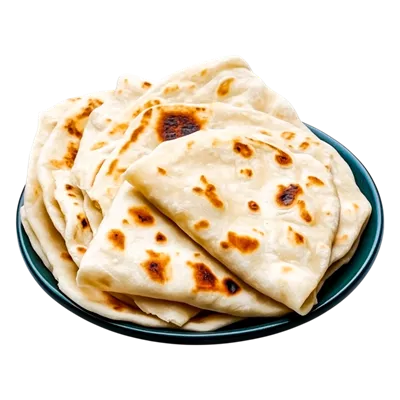 عکس دوربری نان های تخت تازه پخته شده، چیده شده بر روی بشقاب برای ارائه آشپزی خوشمزه